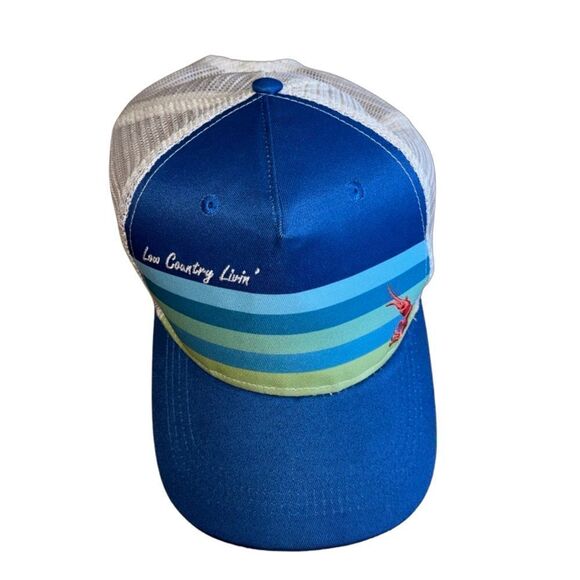 Low Country Livin' Trucker Hat - Embroidered Shrimp- Marsh Mode - Picture 1 of 9